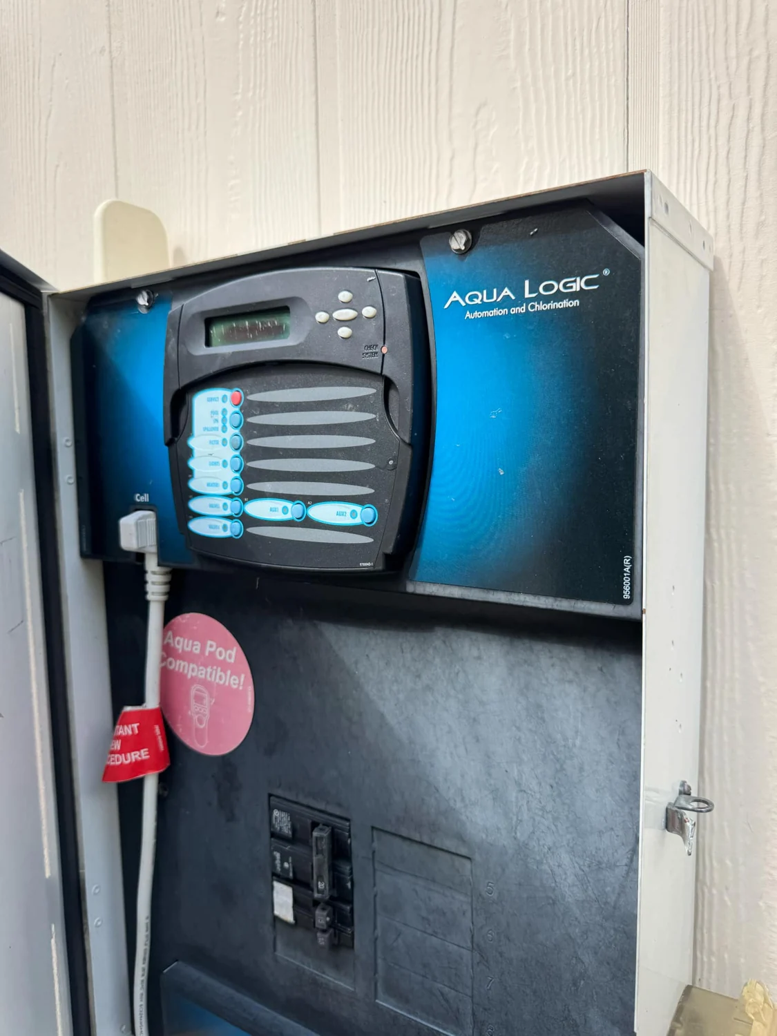 A residential pool control and chlorination panel